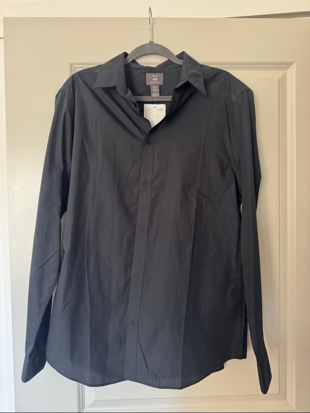 H&M Black Long-Sleeve Dress Shirt - Slim Collar